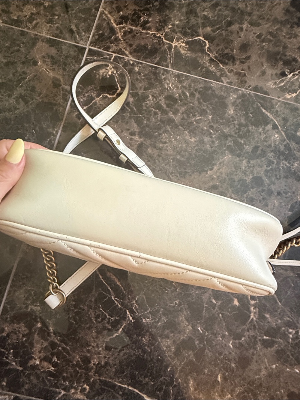 Gucci White Quilted Leather GG Marmont Crossbody with Gold Hardware - Picture 6 of 7